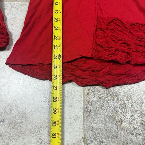 Cap Juluca Aldo Martins Top Womens 12 Red Casual Ruffled Ruched Long Sleeve - Picture 3 of 9